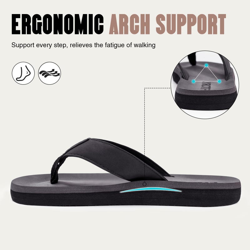FITORY Men's Flip-Flops, Thongs Sandals Comfort Slippers for Beach Black Size 12 - Image 3